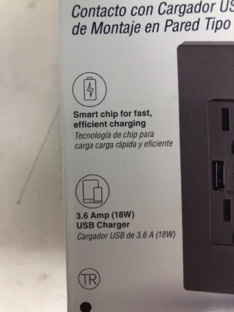 Leviton 3.6A USB Dual Type a in-Wall Charger with 15 Amp Tamper-Resistant Outlet