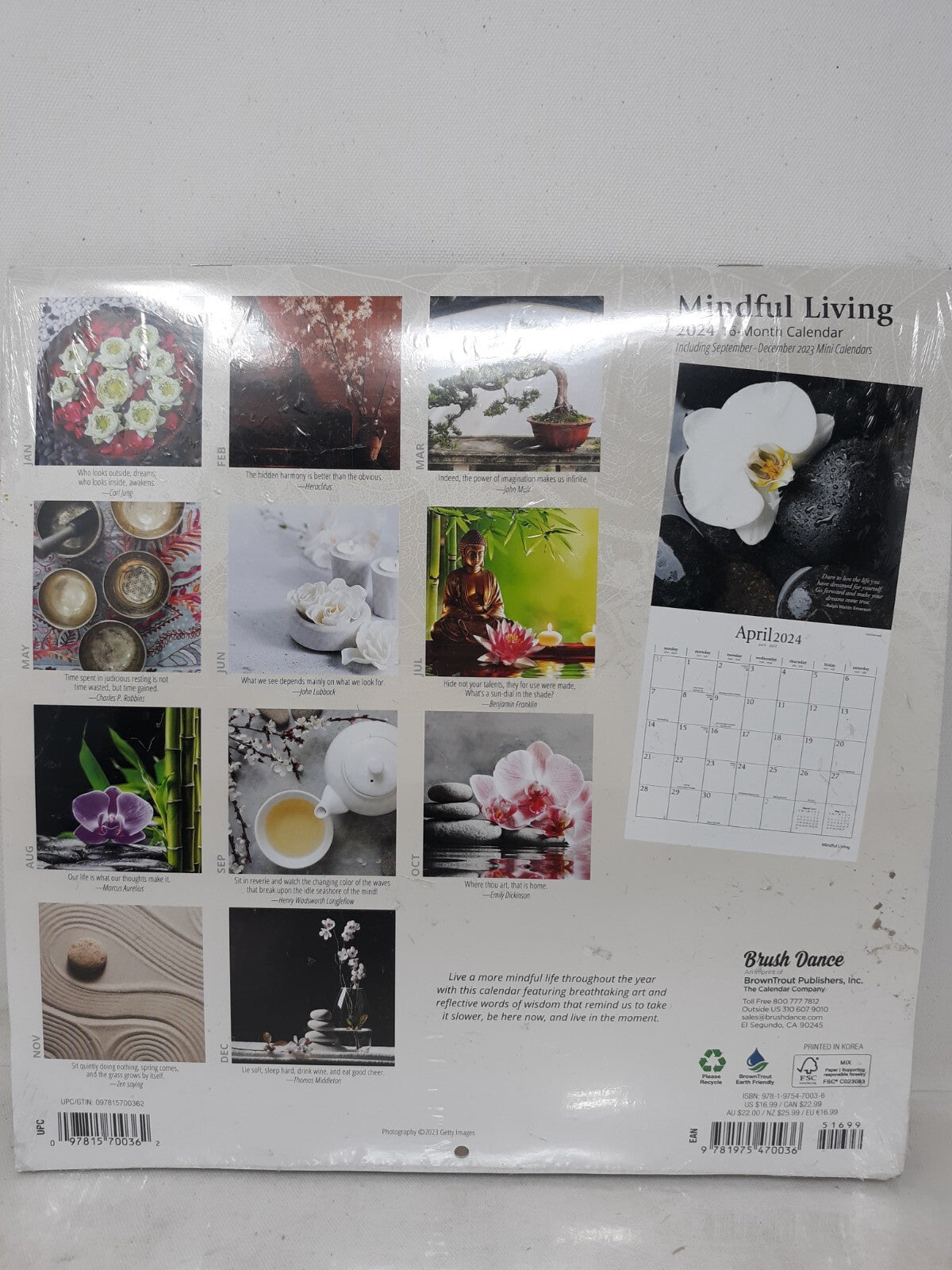 Mindful Living | 2024 12x24" Monthly Square Wall Calendar