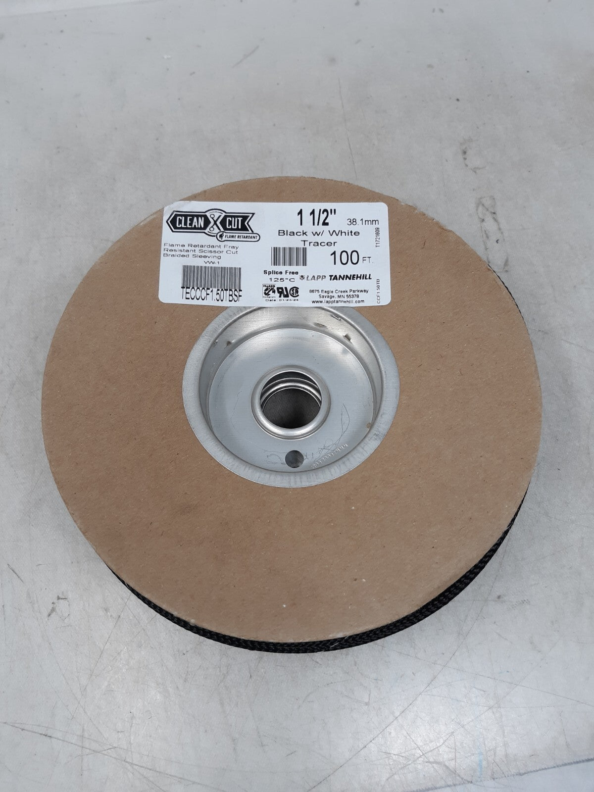 Clean Cut® FR - 1 1/2" - Black w/ White Tracer- 100 ft spool