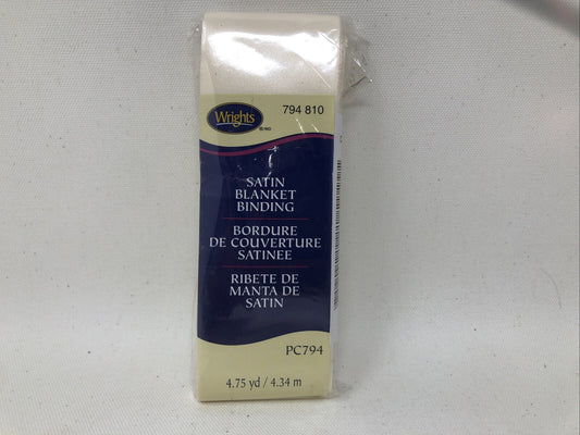 Wrights (PC794-810) - Satin Blanket Binding - Ivory, 4.75 Yd, 2" wide