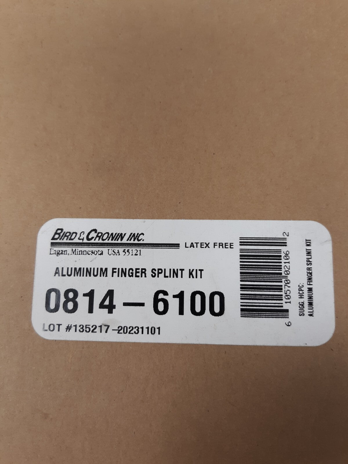 Bird & Cronin Aluminum Finger Splint Kit