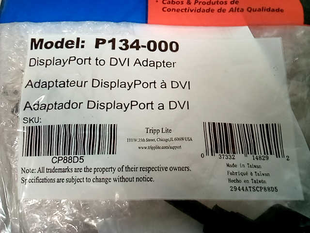 TRIPP LITE P134-000 DisplayPort to DVI 6