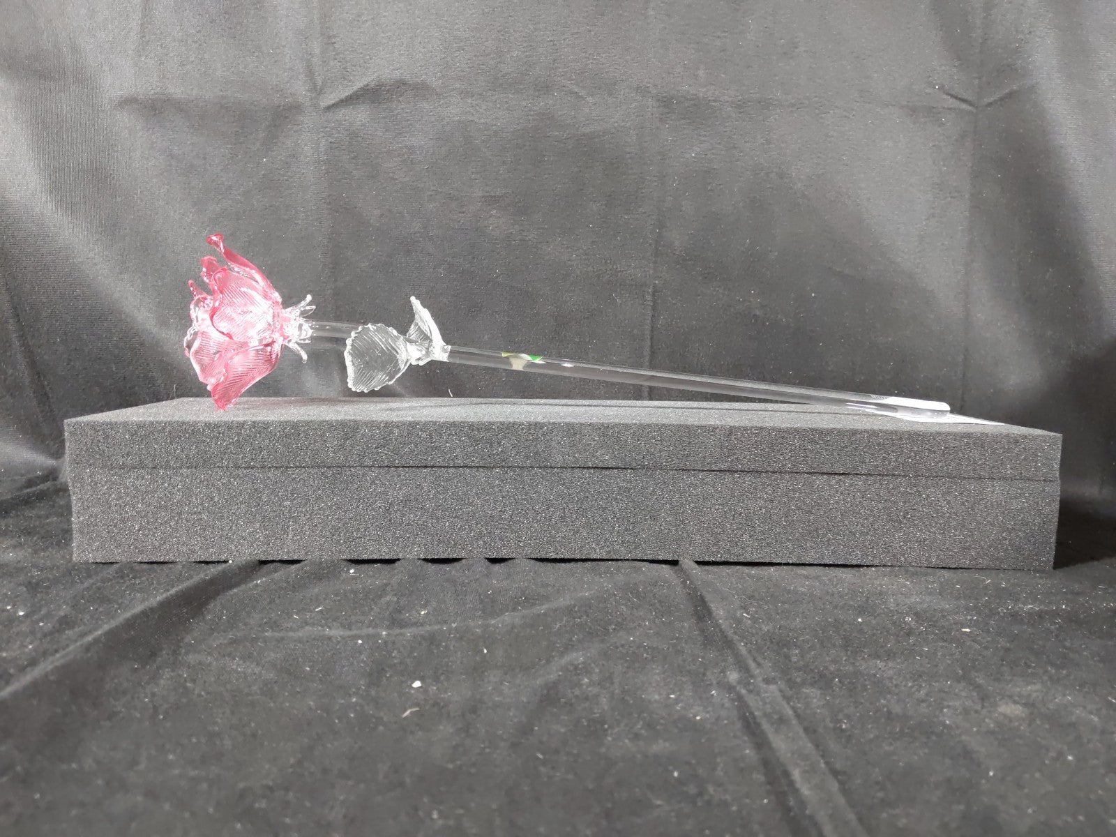 WATERFORD Crystal Fleurology Pink Rose Sculpture Long Stem - Free Shipping -