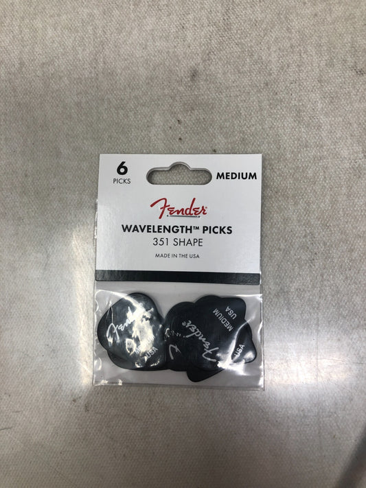 Genuine Fender Wavelength 351 Guitar Picks (6 Pack) MEDIUM, BLACK