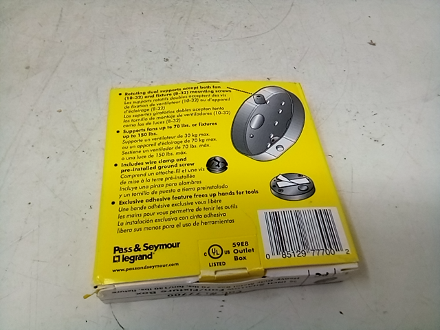 Pass and Seymour Legrand 4" Ceiling Pan, 5/8" Deep, 1/2" KOs, Metallic