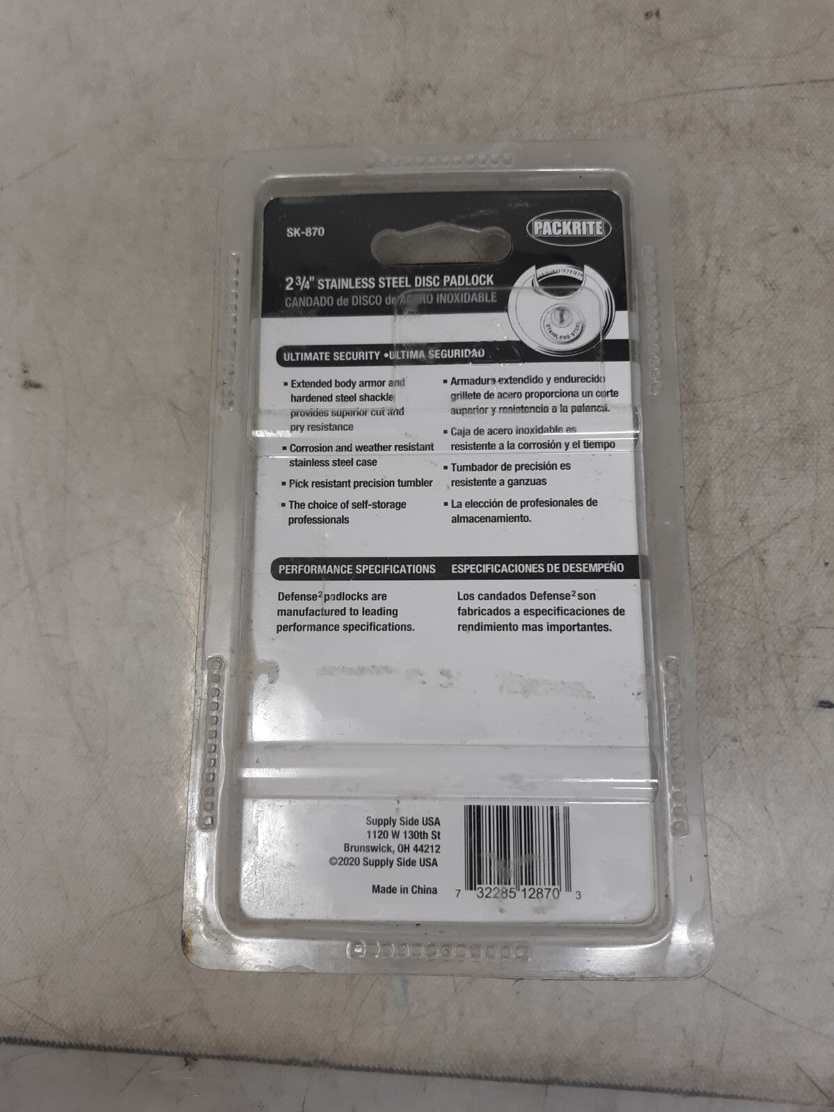 Polished 2 3/4" Stainless Steel Disc Padlock 70mm SK-870