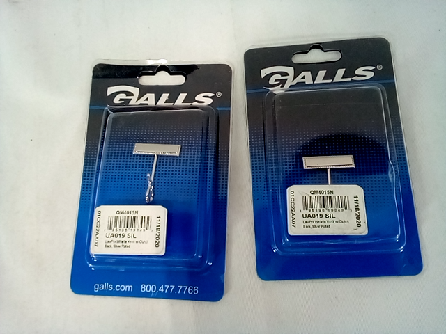Lot of 2 Galls lawpro whistle hook with clutch back silver plated QM4015N, UA019