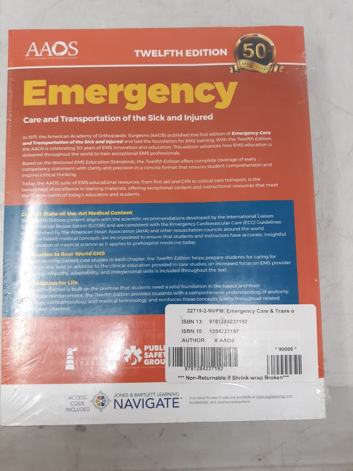 AAOS Emergency Care & Transportation of the Sick and Injured 12th Ed. – Premier