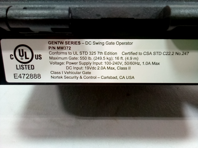 Nortek Security & Control DC Swing Gate Operator GEN7W Series