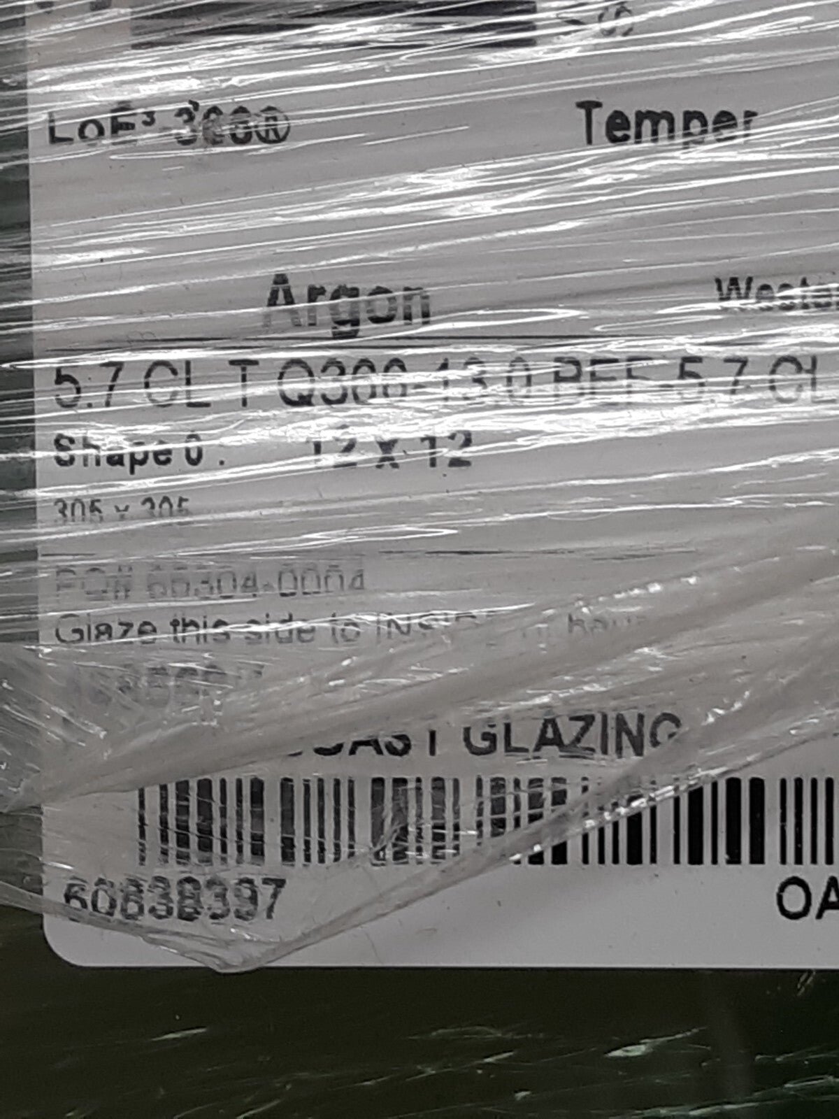 Lot of 2 Western Window Systems Double Paned Glazed Glass Unit 12" x 12" x 1"