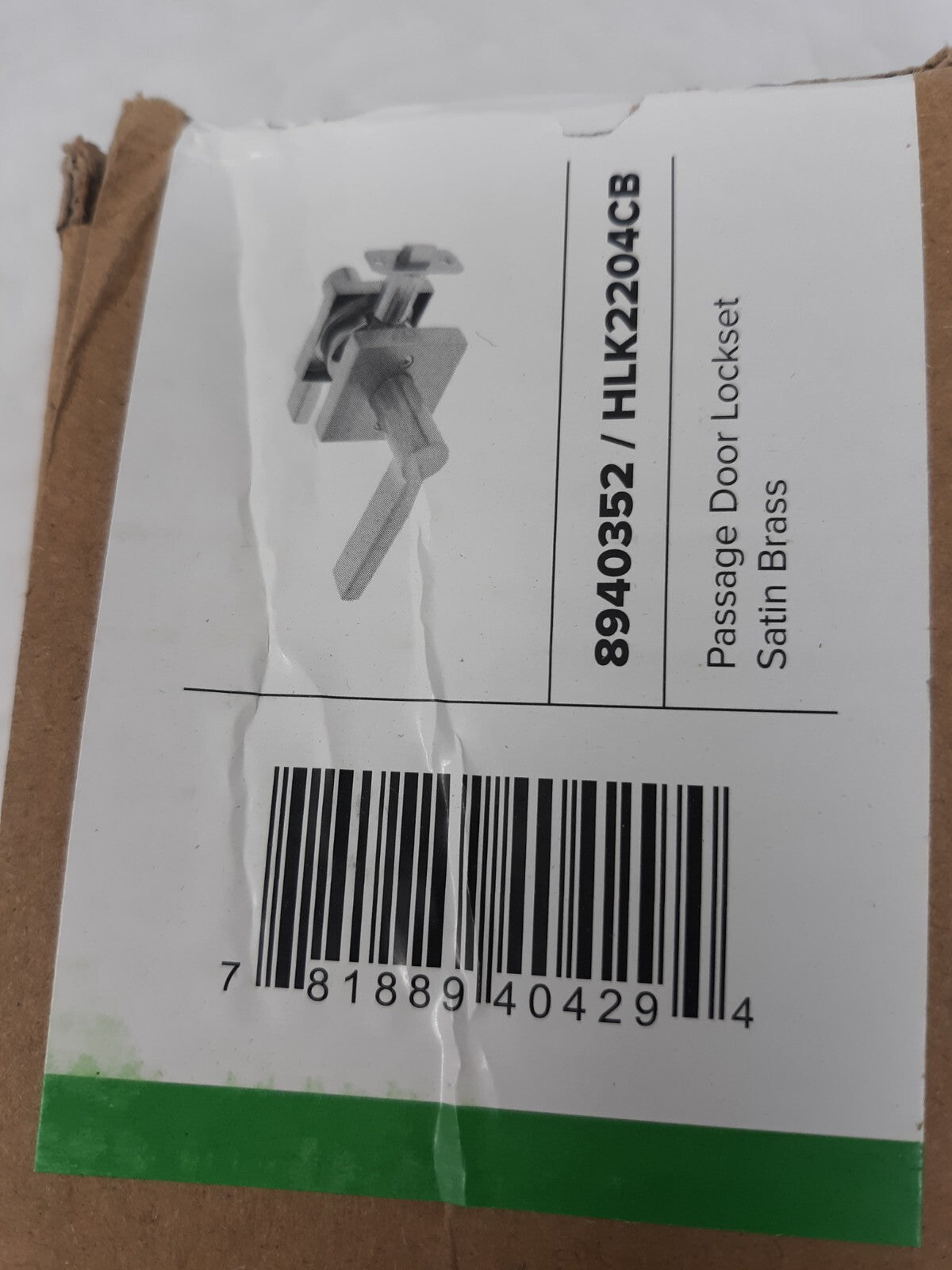 Satin Brass Passage Door Lockset Flat Bar Lever - Square Rosette HLK2204CB