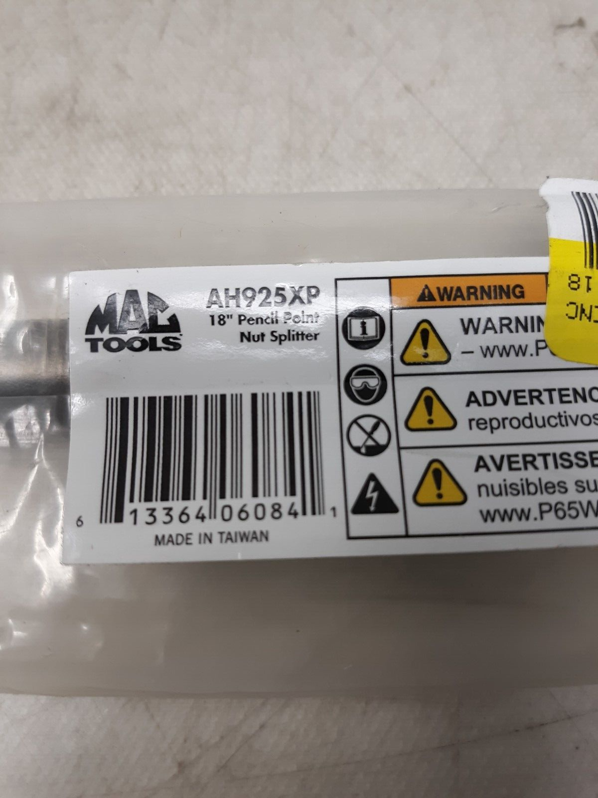 Mac Tools AH925XP 0.401 Shank Pencil Point Nut Splitter Air Hammer Bit 18"