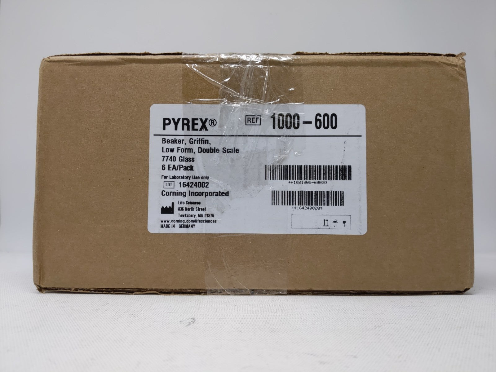 QTY. 6 Corning Pyrex 1000-600 Griffin Beaker Double scale 7740 Glass 600ml