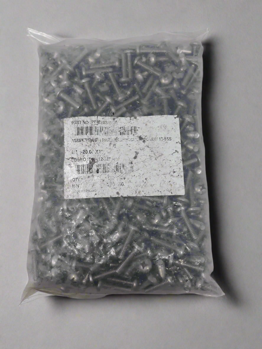 1/4-20 x 1" Phillips Pan Head Machine Screws Stainless Steel – Bulk Bag (~3kg)