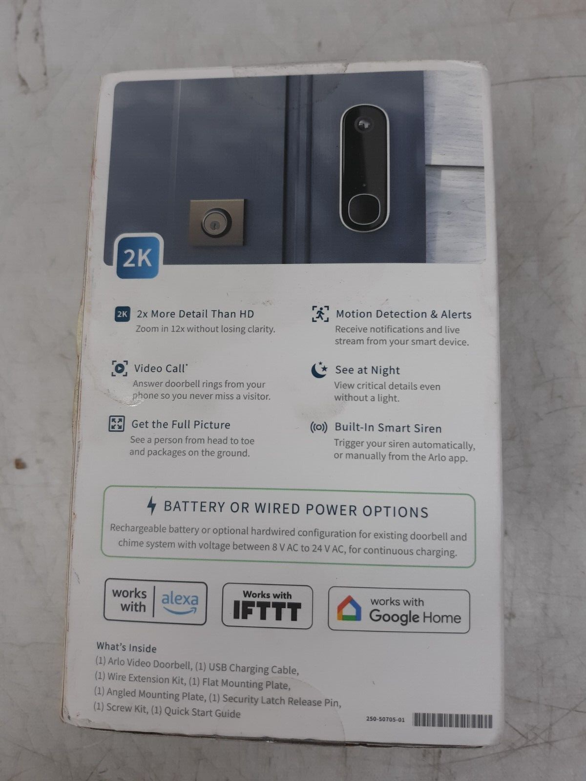 Arlo 2K Video Doorbell (2nd Gen) AVD4001-1SCNAS – Battery or Wired, Night Vision