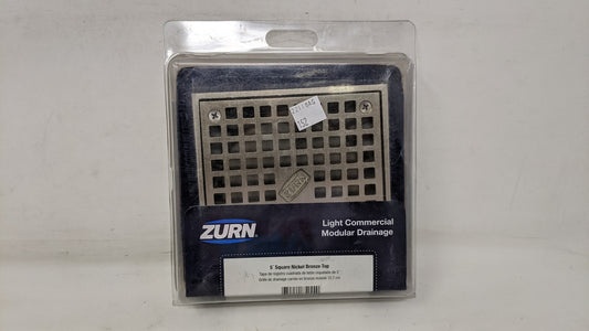 Zurn - Light Commercial Modular Square Drainage - 5in - Nickel Top - LC-FS05NI