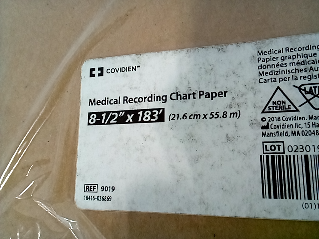Coviden medical recording chart paper, 8 1/2" x 183'