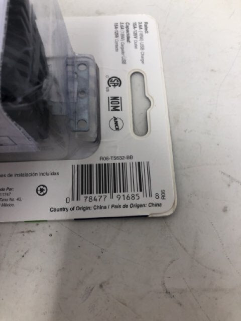 Leviton 3.6A USB Dual Type a in-Wall Charger with 15 Amp Tamper-Resistant Outlet