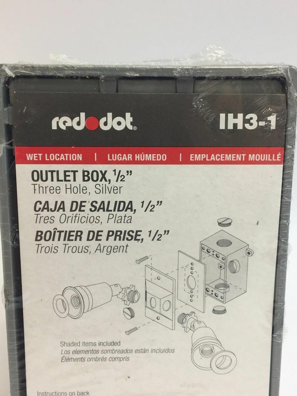 New Red Dot Outlet Box IH3-1 - 3 Hole 1/2" - Silver