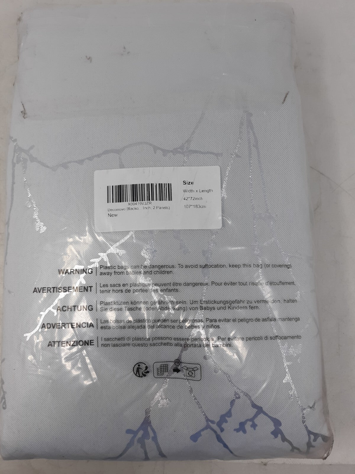 DecoNovO 42x72 Inch Thermal Blackout Curtains - 2 Panels, Silver Print, Grommet