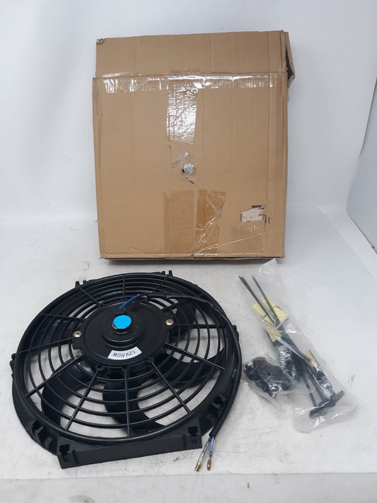 12V 80W Universal Electric Radiator Cooling Fan w/ Mount Kit 10" Slim Design
