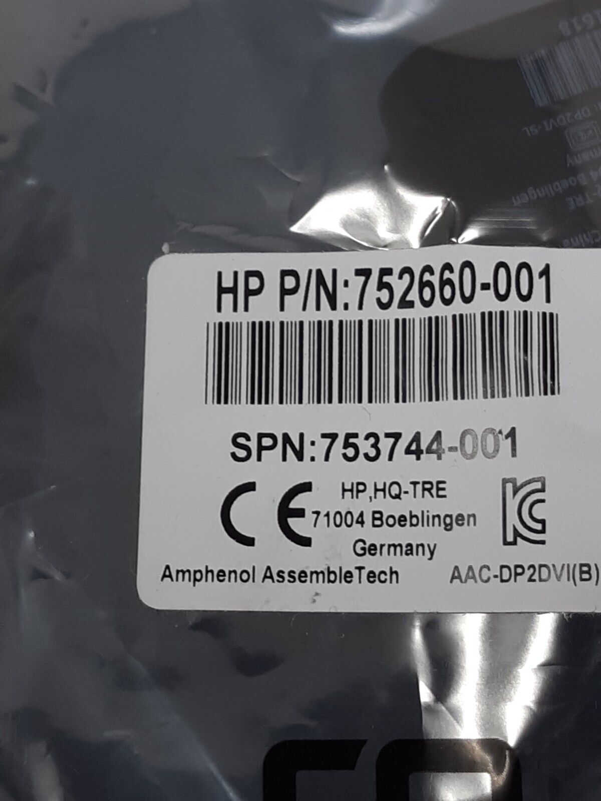 HP DisplayPort (M) to DVI SL (F) Adapter 752660-001