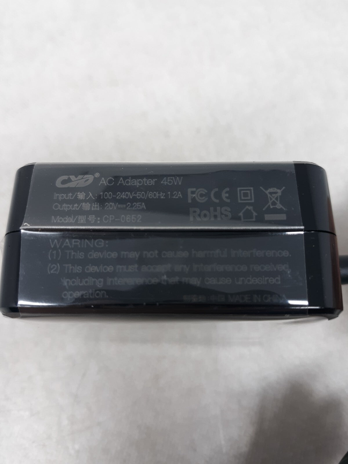 CYD CP-0652 Black Amp 20V 3.25A AC Adapter With Power Fast Notebook Charger