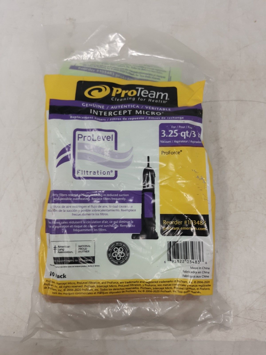 ProTeam 103483 Intercept Micro Filter Bags 3.25 Qt 10-Pack for ProForce Upright