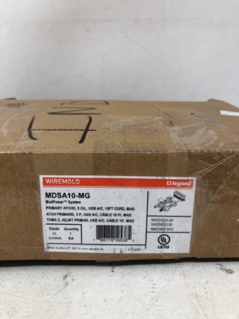Legrand MDSA10-MG Wiremold ModPower 3-Outlet Primary Unit On Surface Power Strip