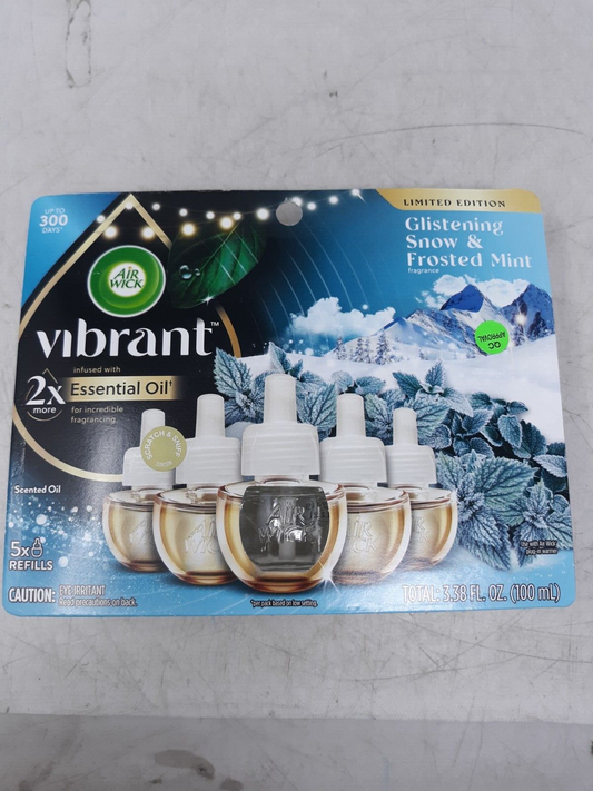 Air Wick Essential Oil 5 Refills -Limited Edition Glistening Snow & Frosted Mint