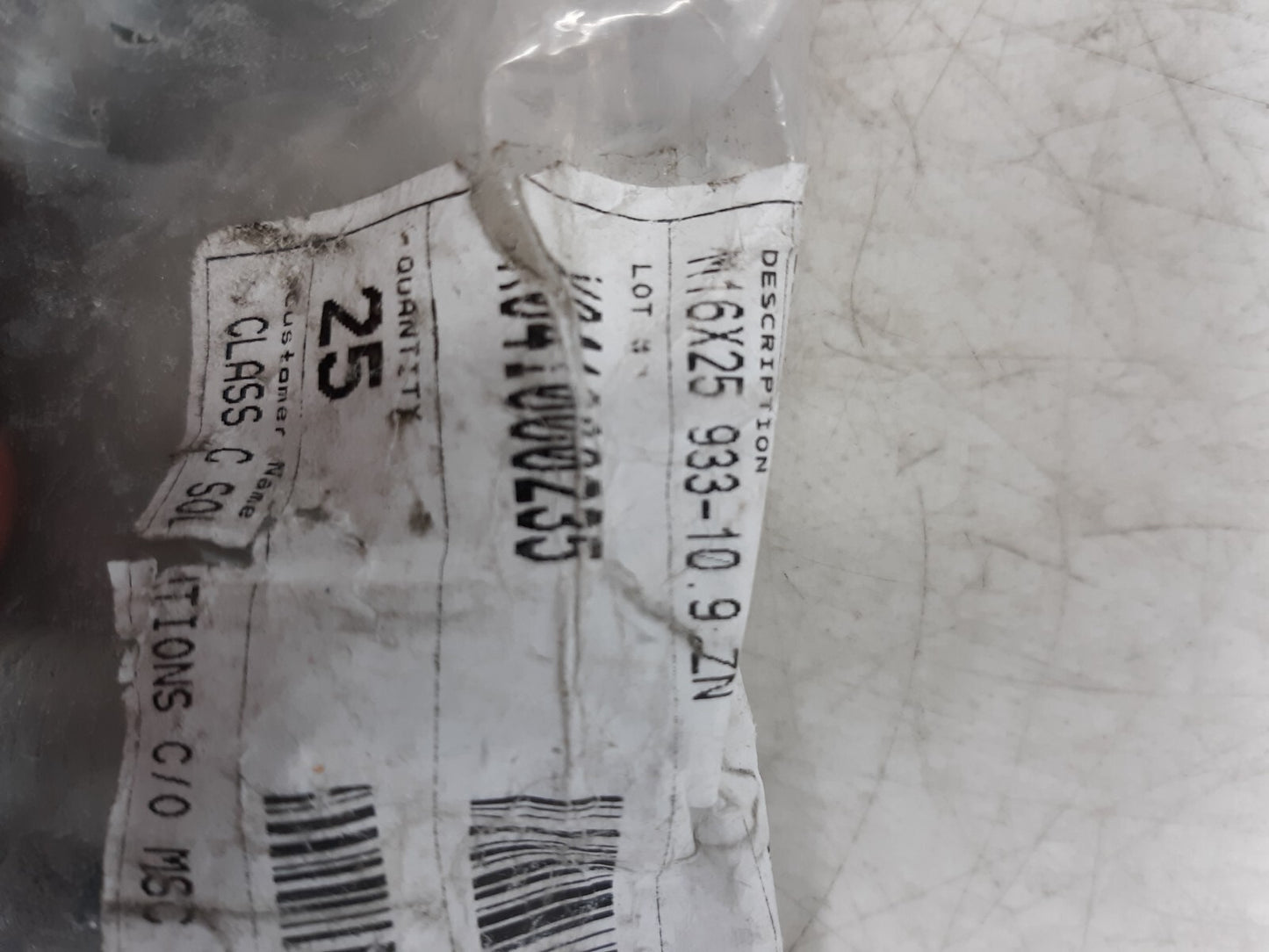 M16 x 25mm Hex Bolts Class 10.9 Zinc Plated - Pack of 25