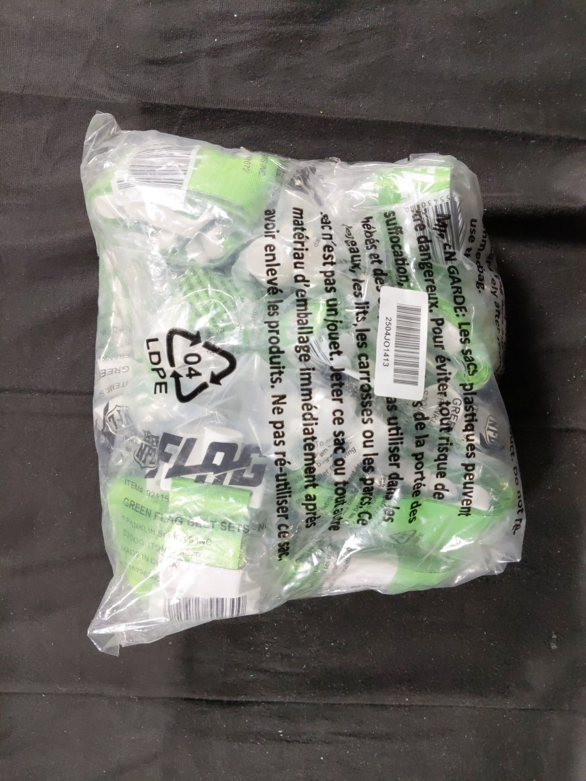 NFL Flag USA Brand Football Flags Pop Belts: Set Of 10 / Green