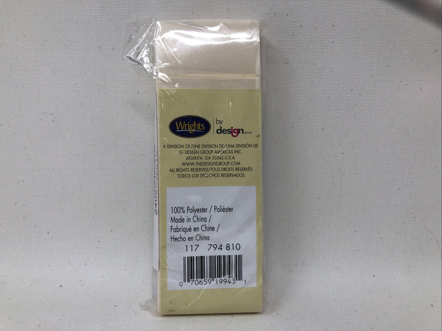 Wrights (PC794-810) - Satin Blanket Binding - Ivory, 4.75 Yd, 2" wide