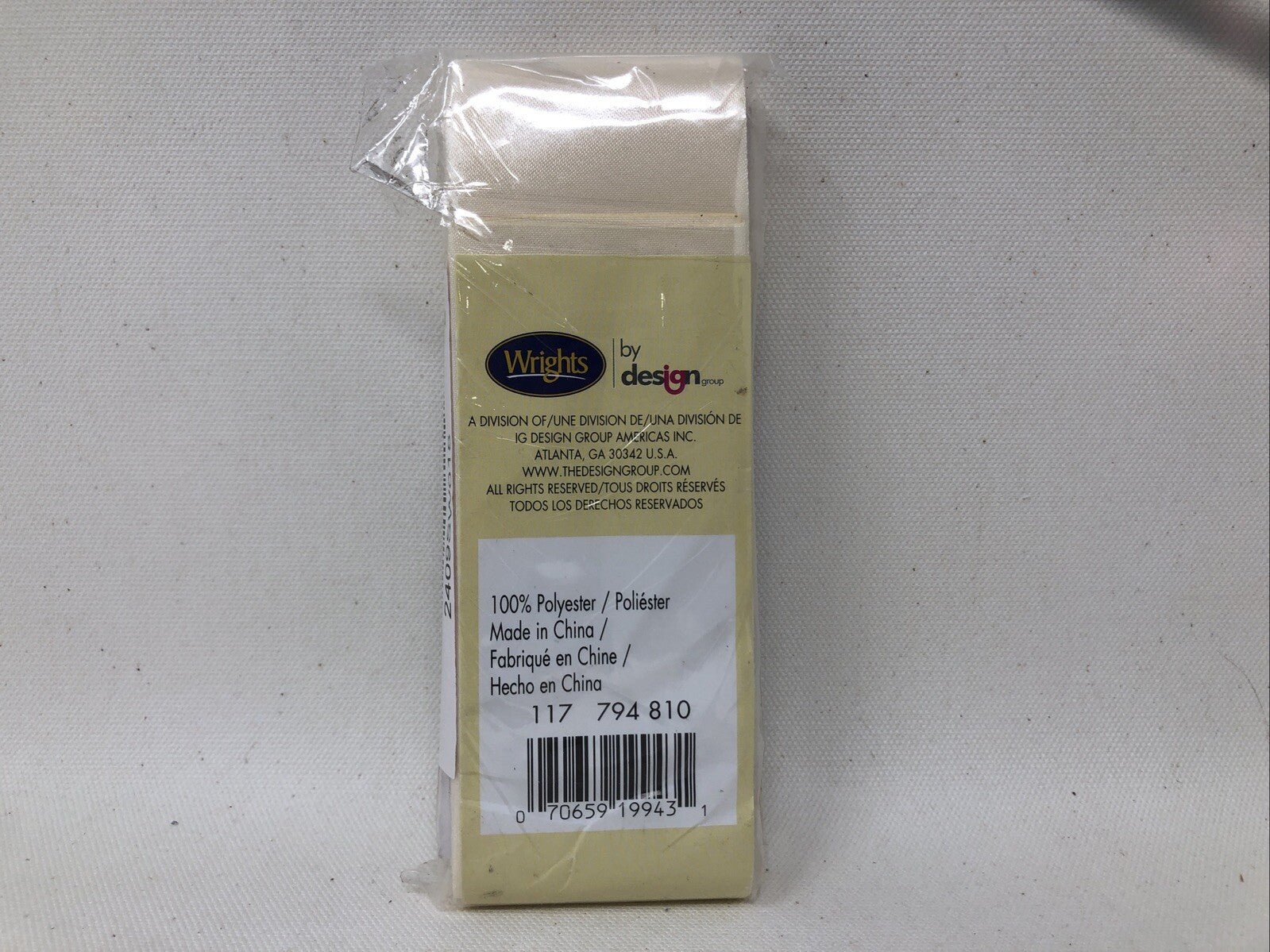 Wrights (PC794-810) - Satin Blanket Binding - Ivory, 4.75 Yd, 2" wide