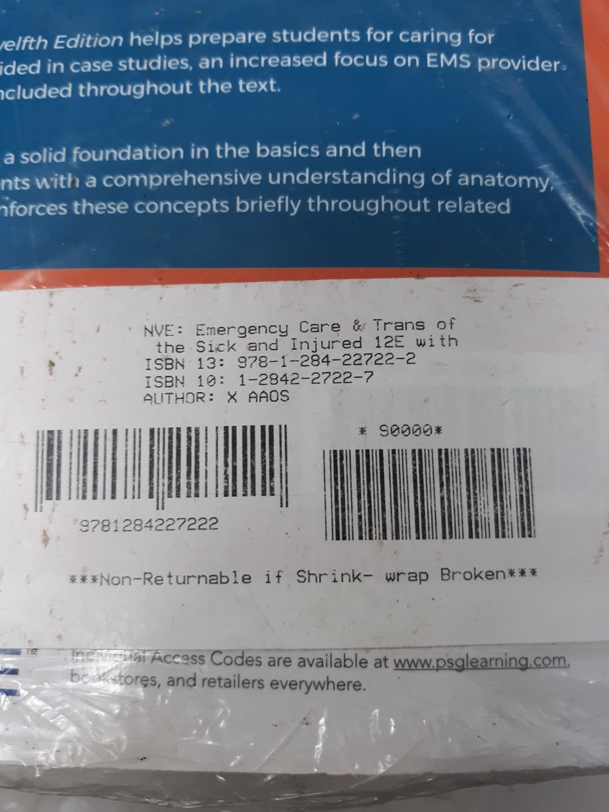 AAOS Emergency Care and Transportation of the Sick and Injured 12th Edition Text