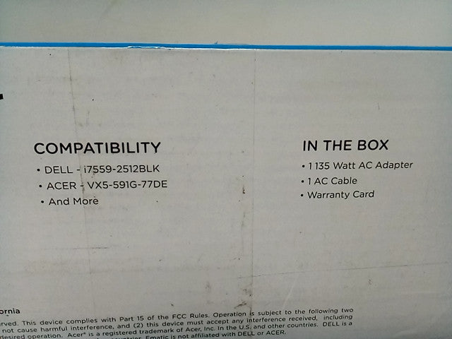 Ematic Eta135 135-watt Universal Gaming Laptop Charger (1113295)