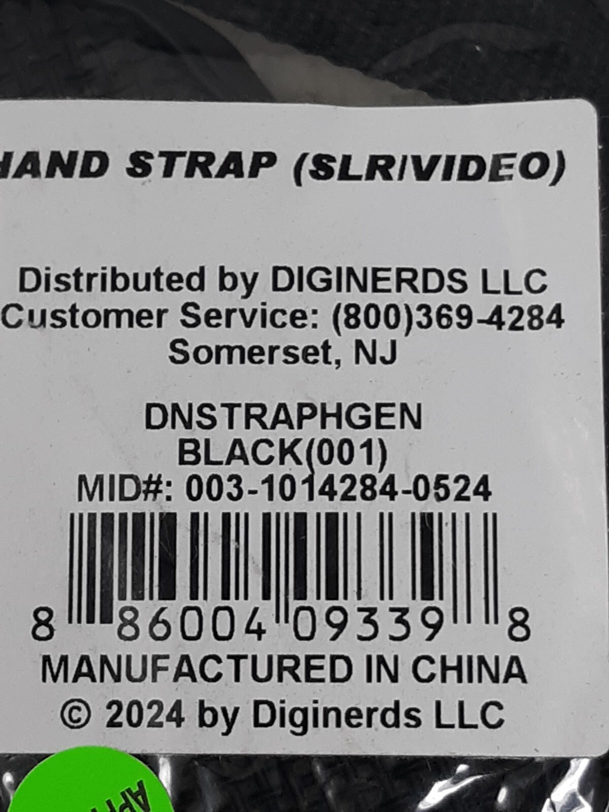 Diginerds Adjustable SLR/Video Camera Hand Strap - Black (Model DNSTRAPHGEN)