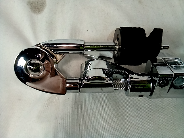 Silver and black metal tripod percussion stand for cymbals