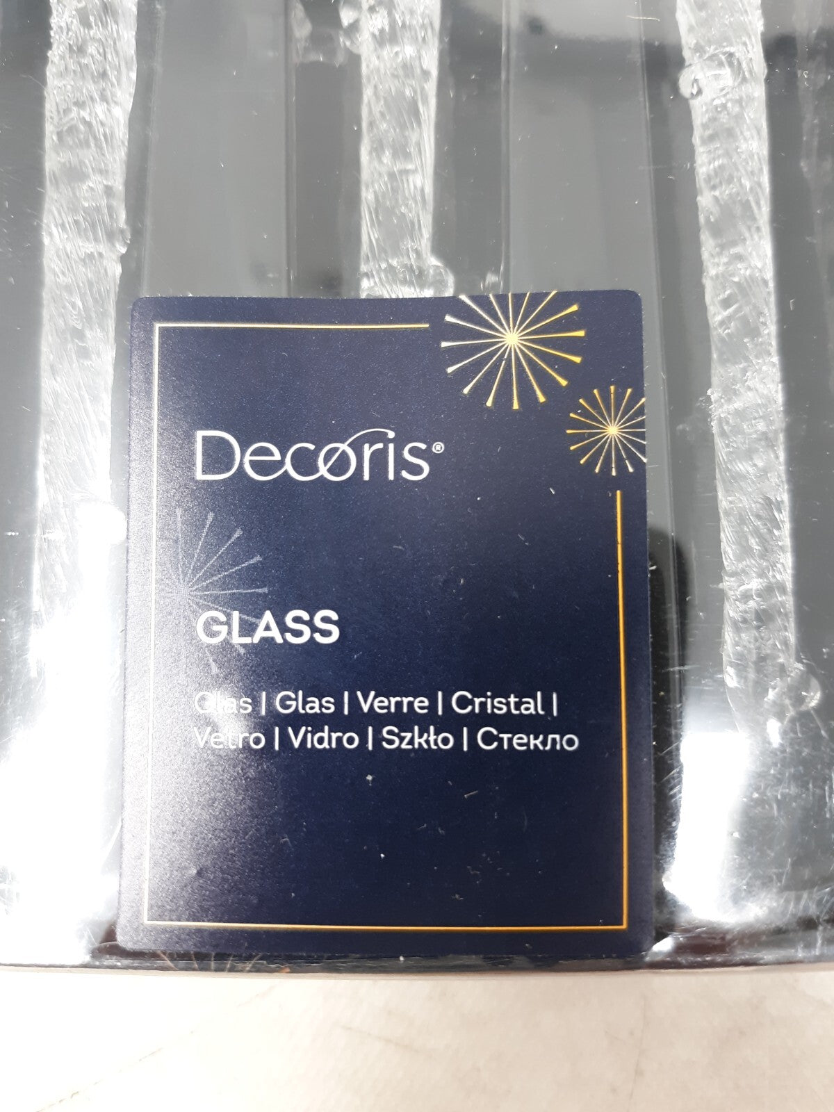 Christmas Ornaments Set/3 Glass Icicle Clear w/Silver Glitter Inside 8 inch