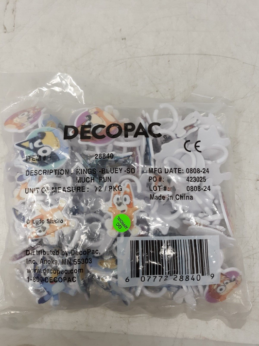 DecoPac Bluey Cupcake Rings 72 Pack Fun Cake Toppers for Birthday Parties