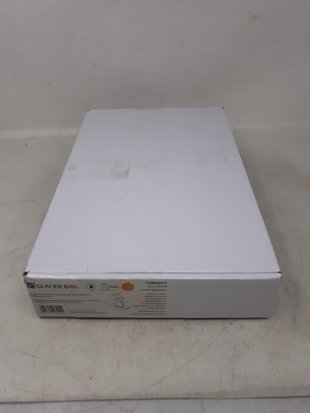 Glacier Bay Edgewood Single-Handle Single Hole High-Arc Bathroom Faucet in Brush