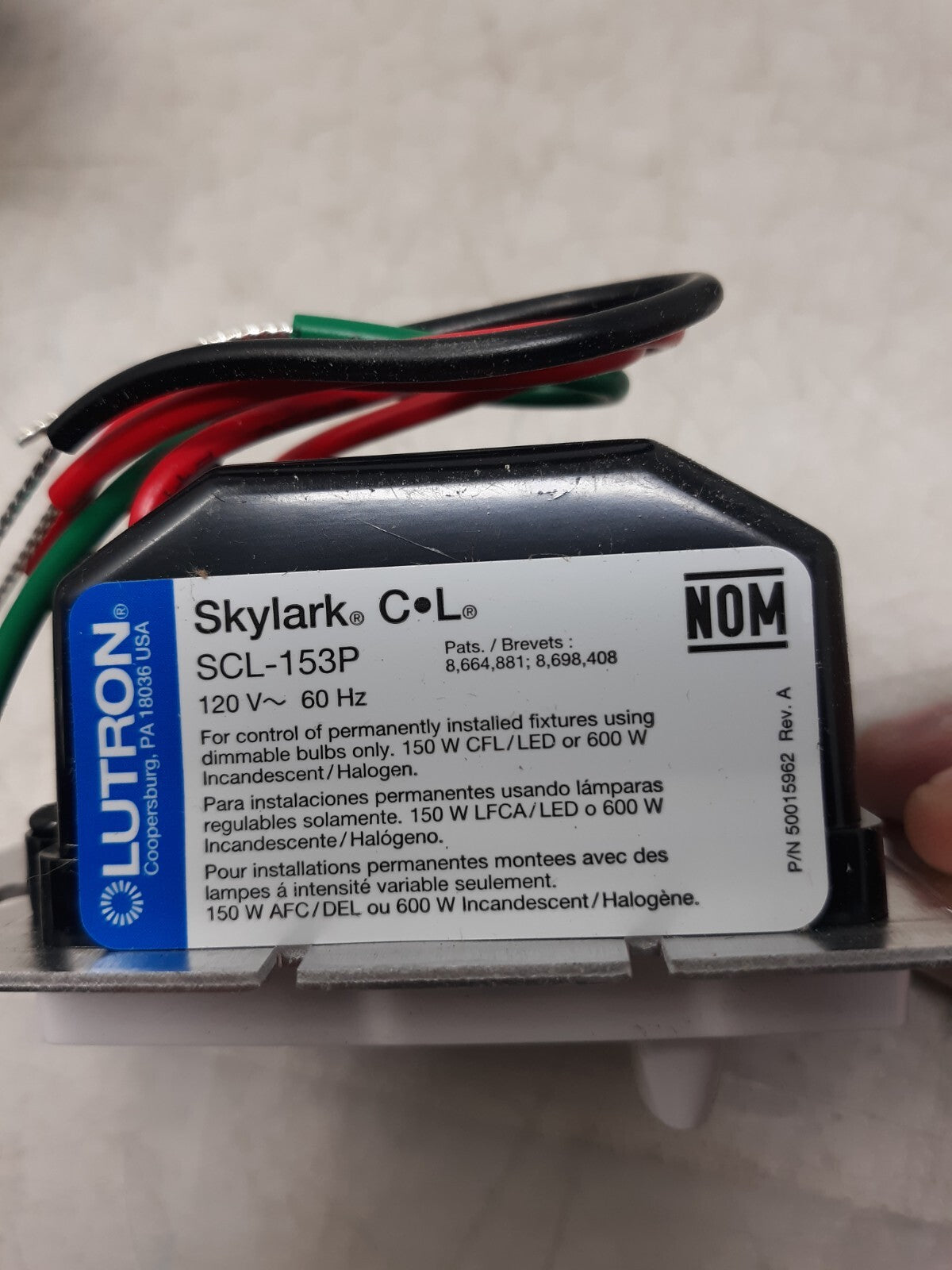 Lutron SCL-153P-WH Skylark C•L Dimmer Switch 150W LED/600W Incandescent