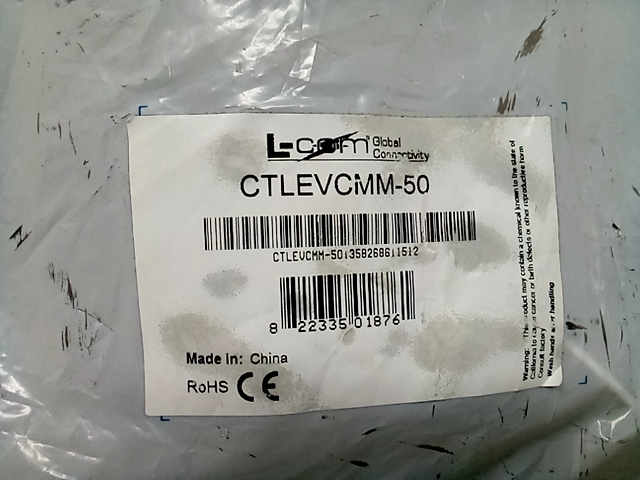 L-Com CTLEVCMM-50, 50ft EVC Plug Male to Male Cable, Gray