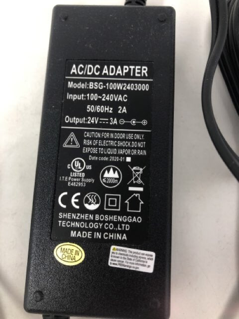 Shenzhen Boshenggao BSG-100W2403000 AC/DC Adapter Power Supply 24V 3A Black