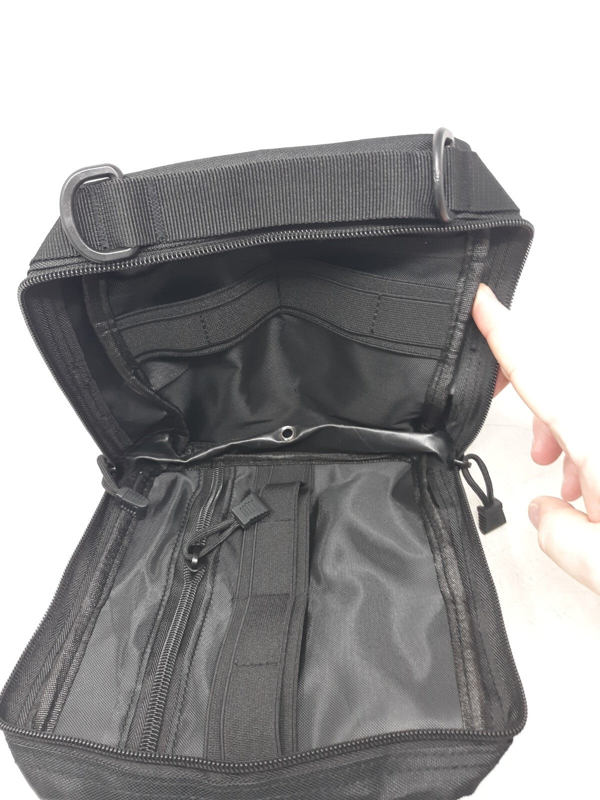 Tactical Molle Utility Pouch EDC Bag w/ USA Flag Patch Black Zippered Organizer