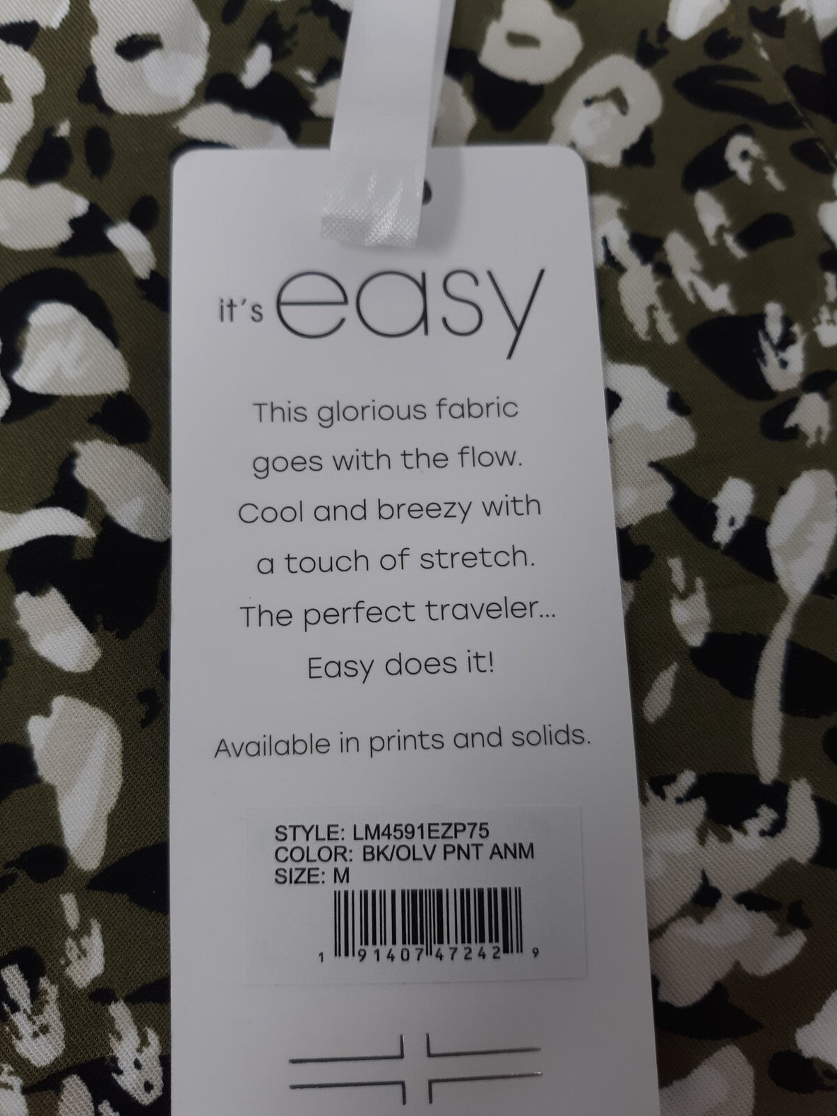 Liverpool Women's Black/Olive Animal Print Stretch Pants Size M