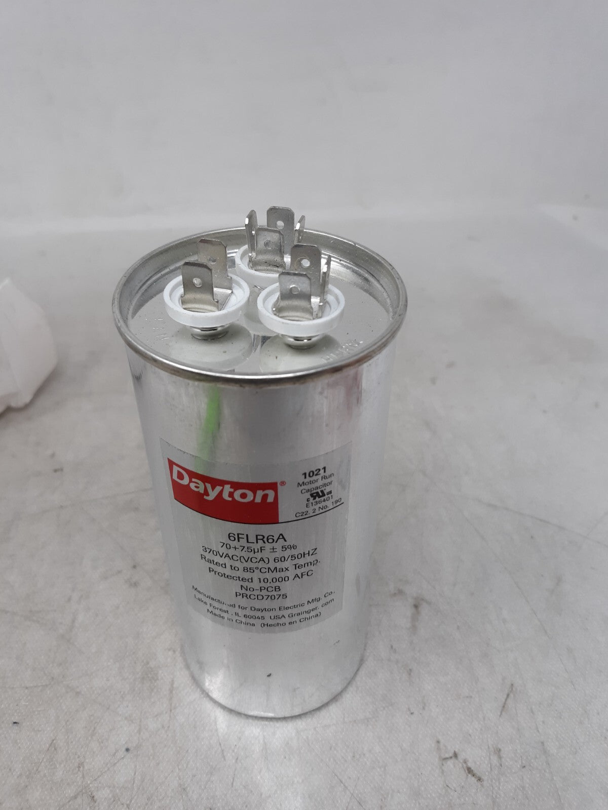 DAYTON Motor Dual Run Capacitor: Round, 370V AC, 45/5 mfd, 5 1/4 in Overall Ht