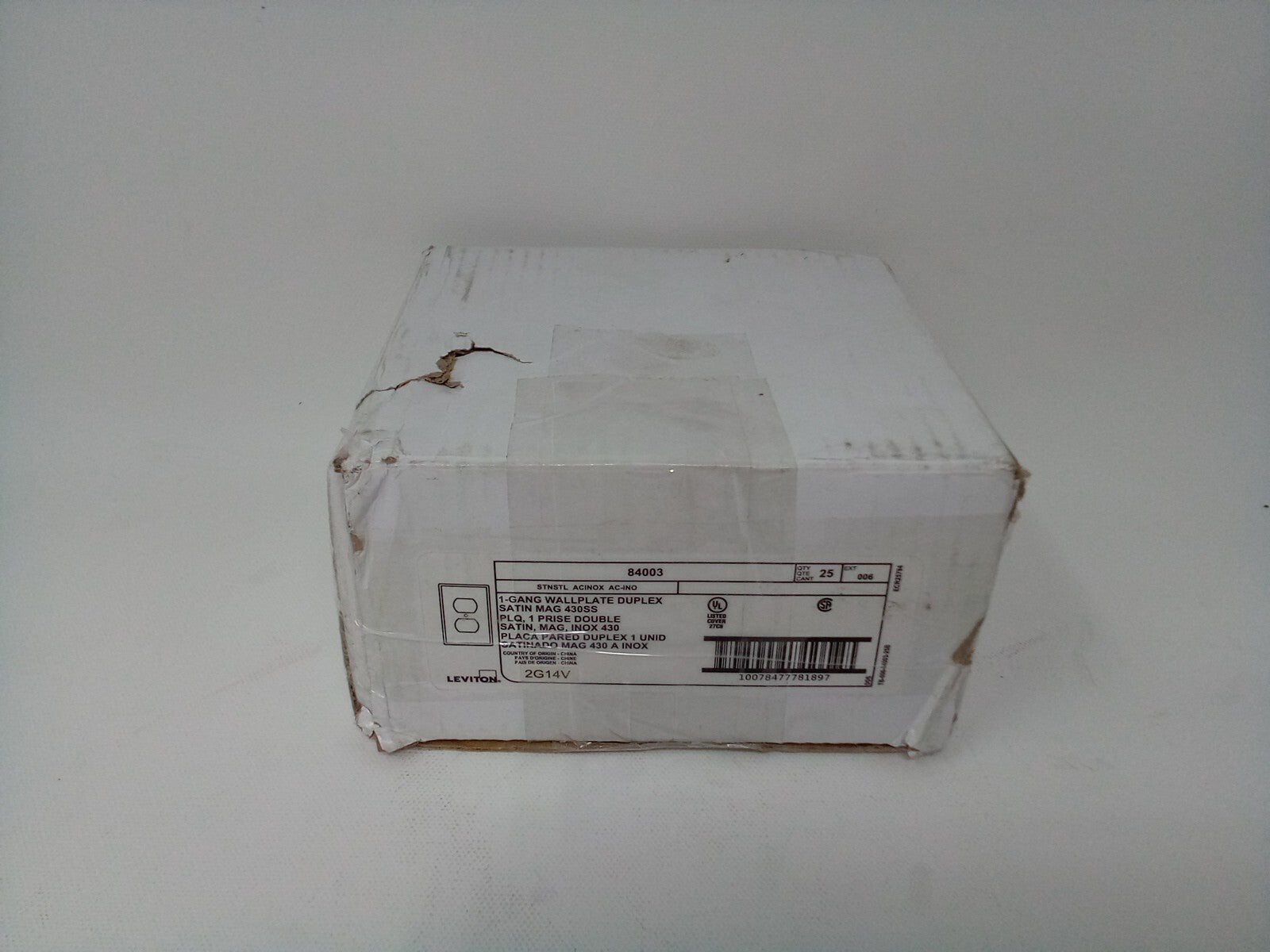 Leviton One Gang Wallplate Duplex Satin Mag 430ss 84003 (25pack)