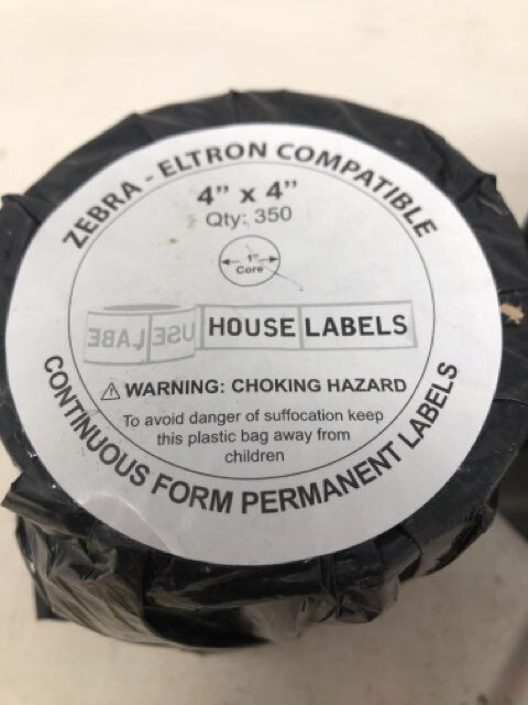 Zebra - Eltron Compatible Continuous Form Permanen Labels 4X4" Lot of 2 350/Roll