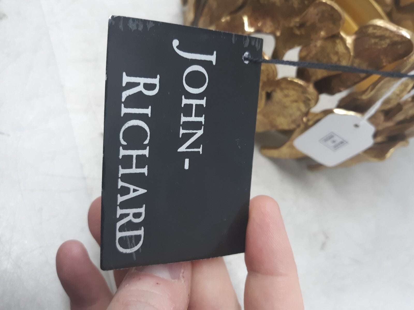 John-Richard JRA-15318 Gold Abstract Sculpted Candle Base Cast Metal Holder